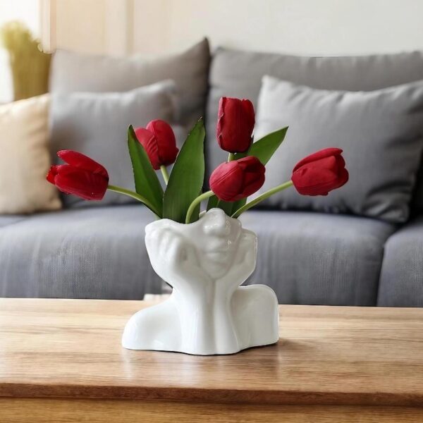 White Face Ceramic Bust Vase