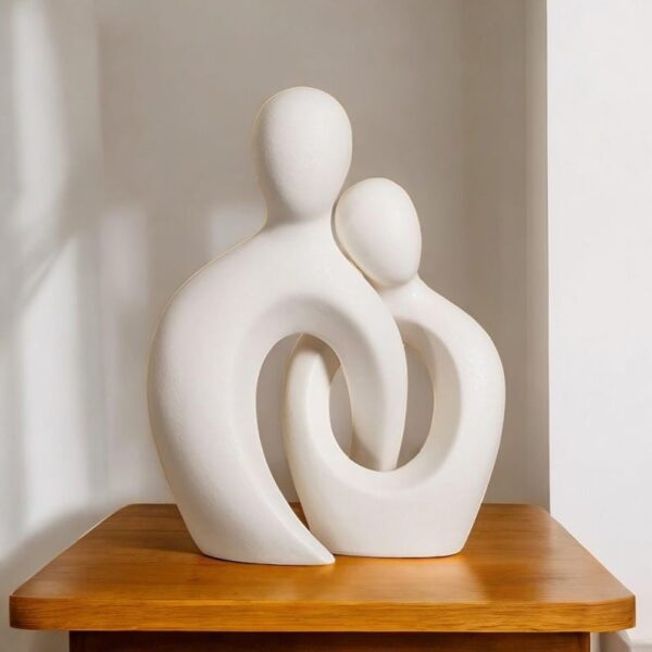 Heart Shaped Ceramic Couple Sculpture