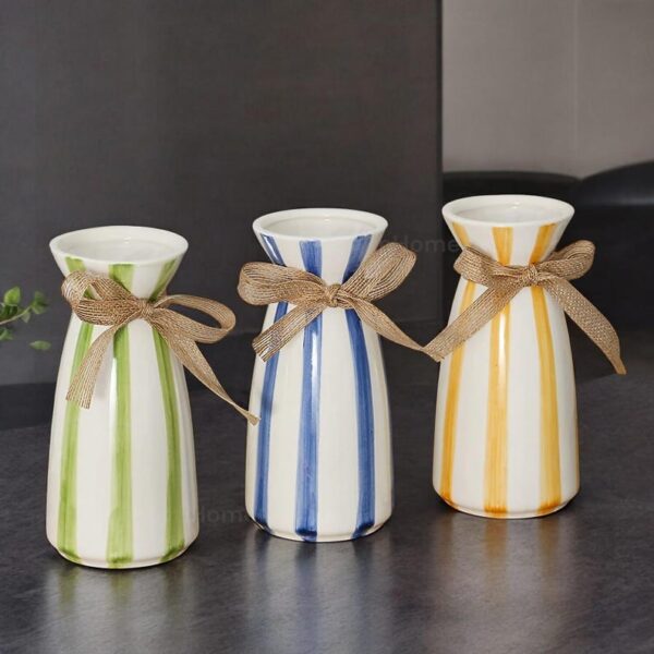 Striped Porcelain Vase with Bow