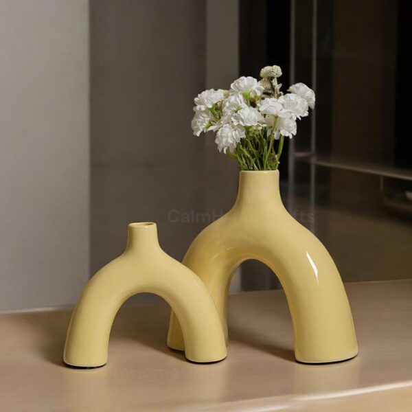 Modern Arch Yellow Ceramic Vase