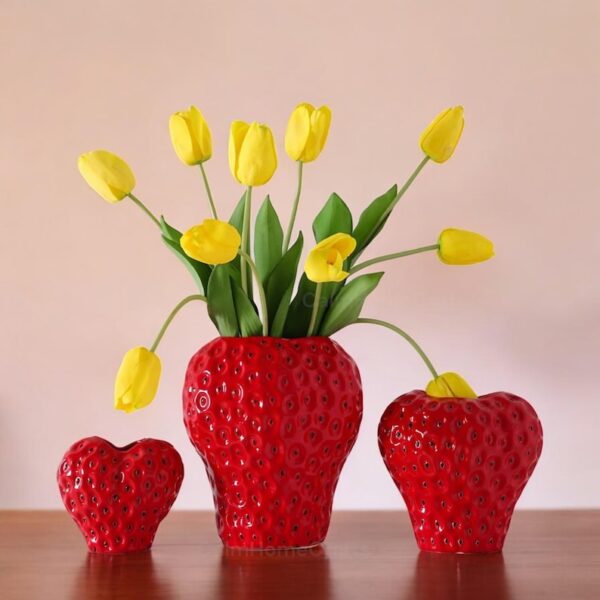 Pink Strawberry Ceramic Vase Set