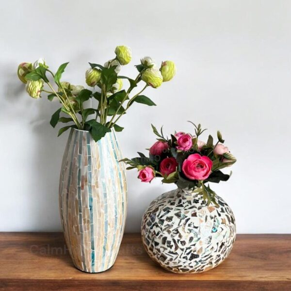 Mosaic Resin Vase Round or Tall