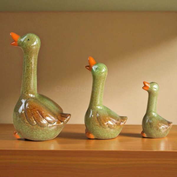 Ceramic Goose Figurines Set of 3